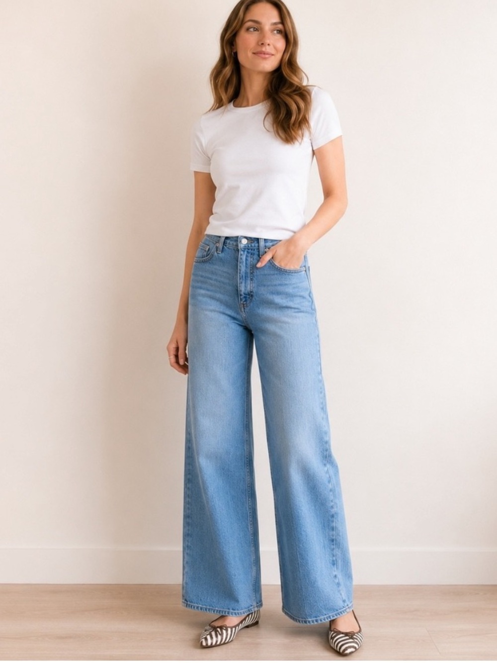 NWT • FREE ASSEMBLY • High Rise Wide Leg Jeans in City Blue High-Rise Style - Picture 7 of 11